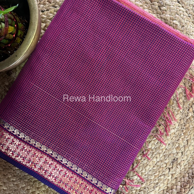 Maheshwari Magenta Tissue Silk Saree TCB0050