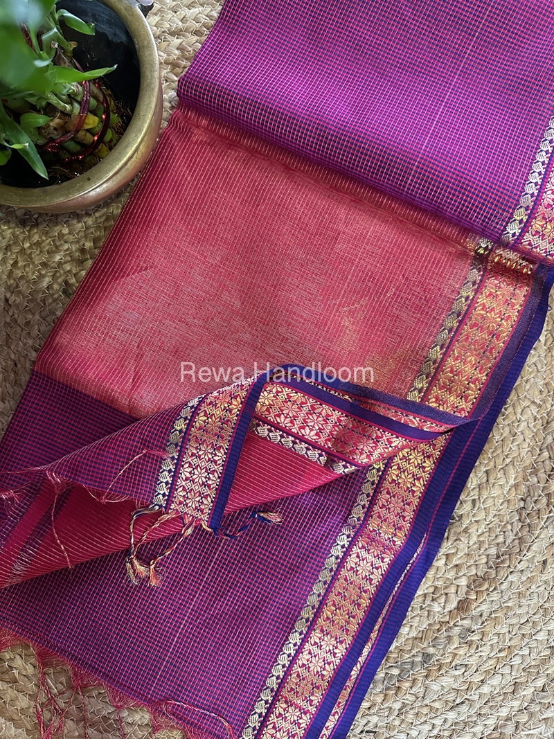 Maheshwari Magenta Tissue Silk Saree TCB0050