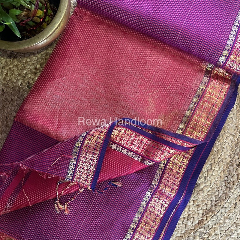 Maheshwari Magenta Tissue Silk Saree TCB0050