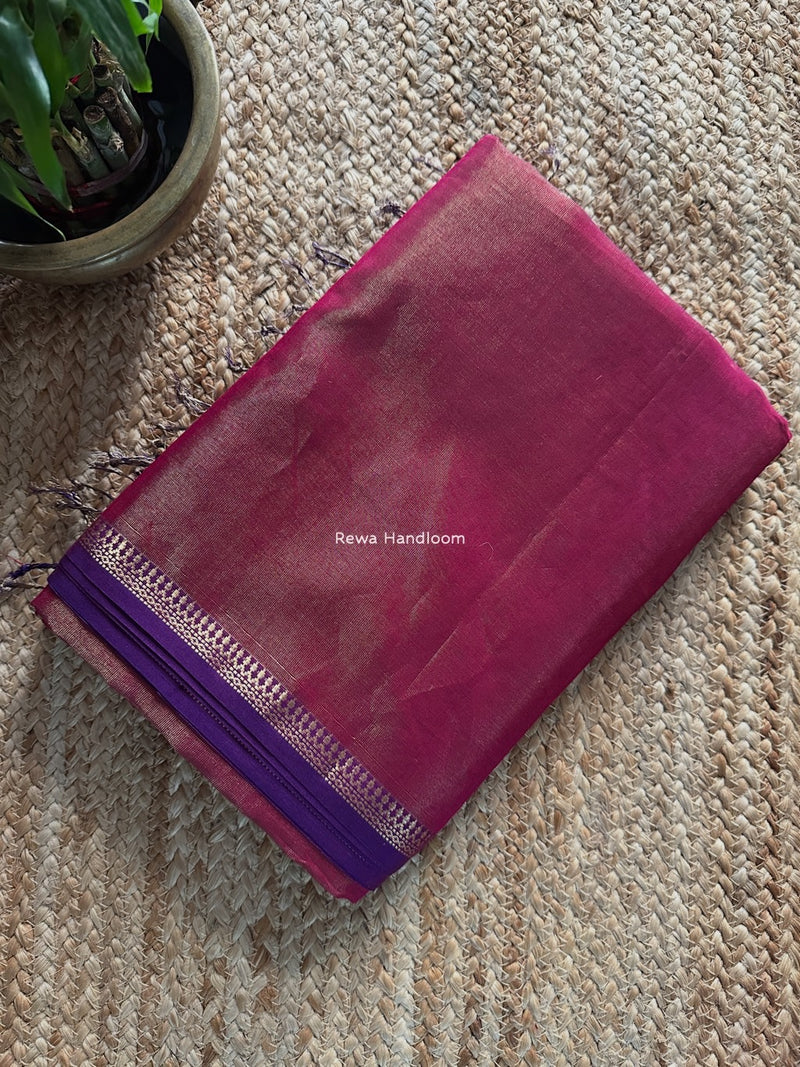 Maheshwari Magenta Tissue Silk Saree TB028
