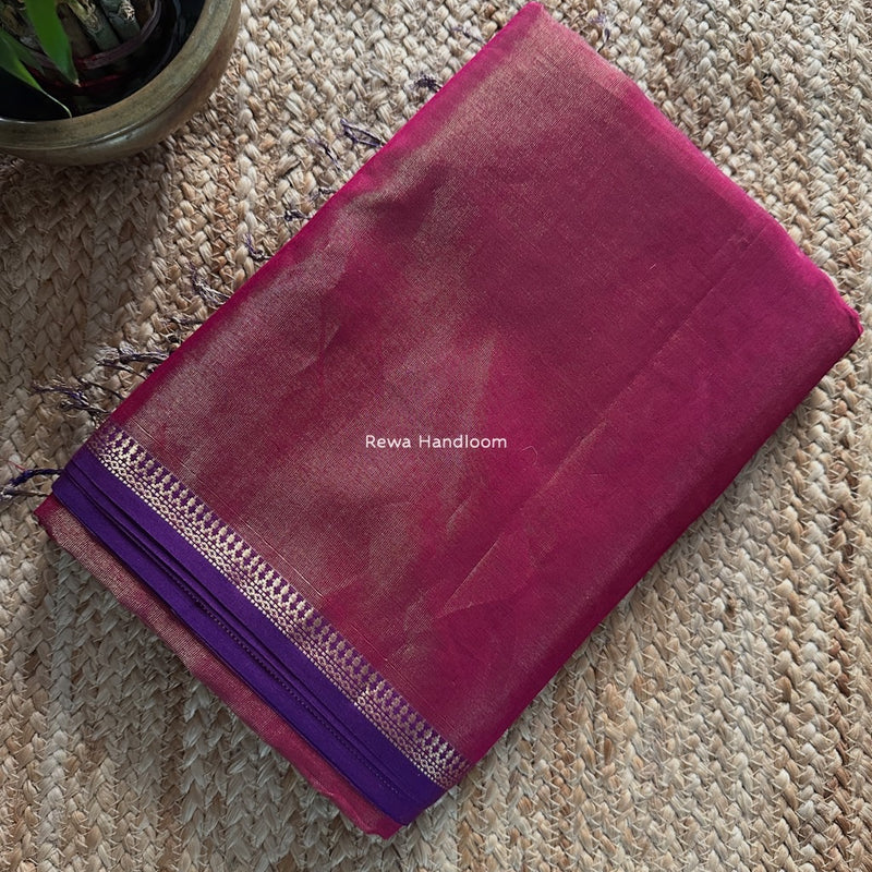 Maheshwari Magenta Tissue Silk Saree TB028