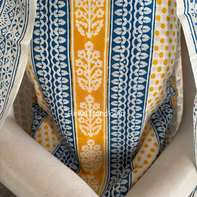Yellow-White Indigo Bagh Print Suit BCI094