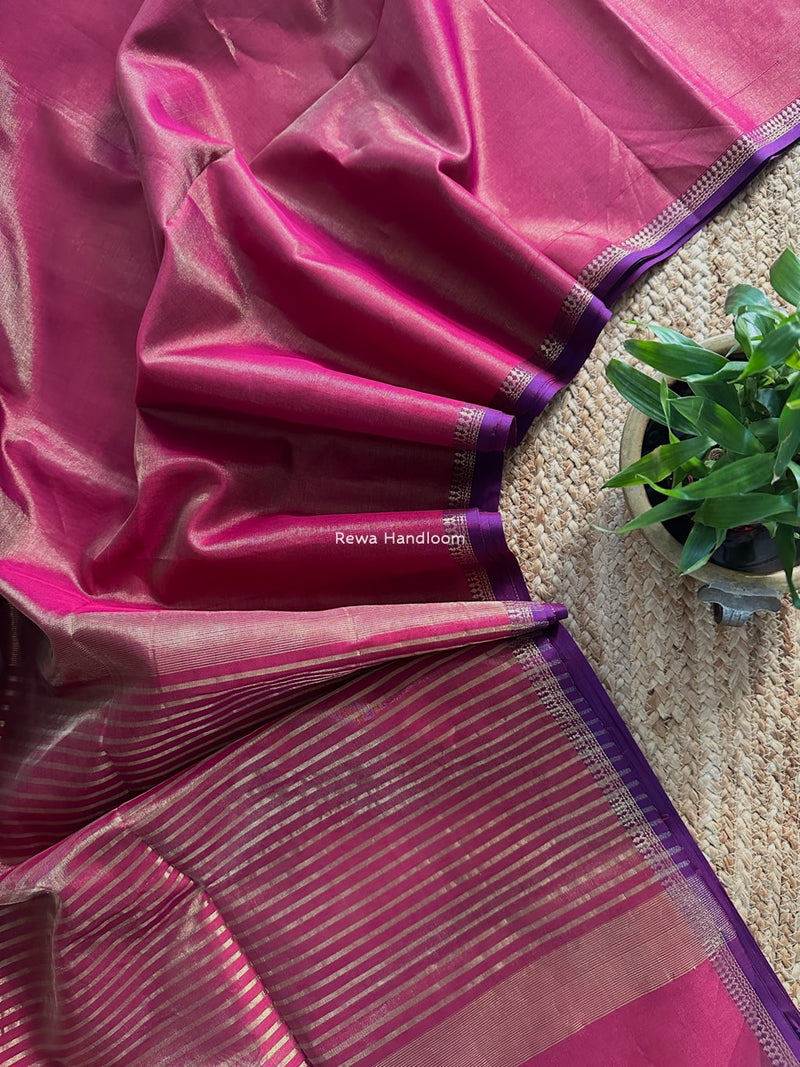 Maheshwari Magenta Tissue Silk Saree TB028