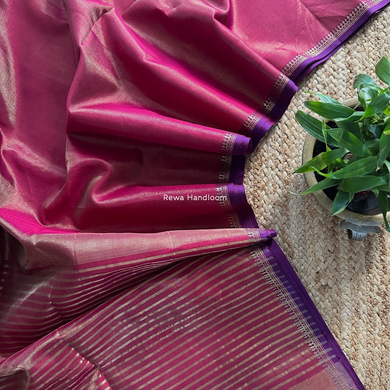 Maheshwari Magenta Tissue Silk Saree TB028