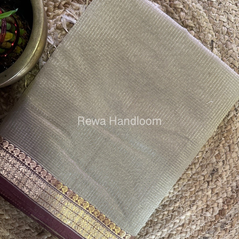 Maheshwari Beige Tissue Silk Saree TCB0052