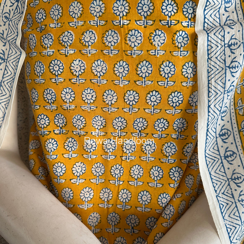 Yellow-White Indigo Bagh Print Suit BCI089