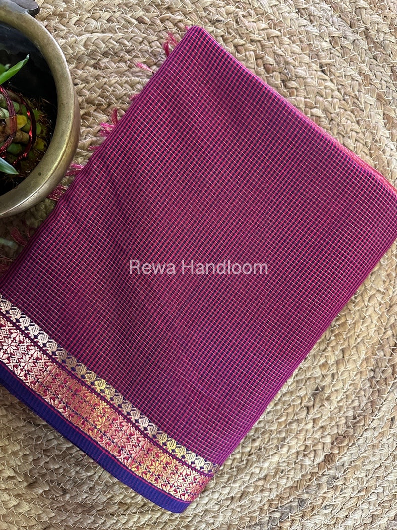 Maheshwari Magenta Tissue Silk Saree TCB0055