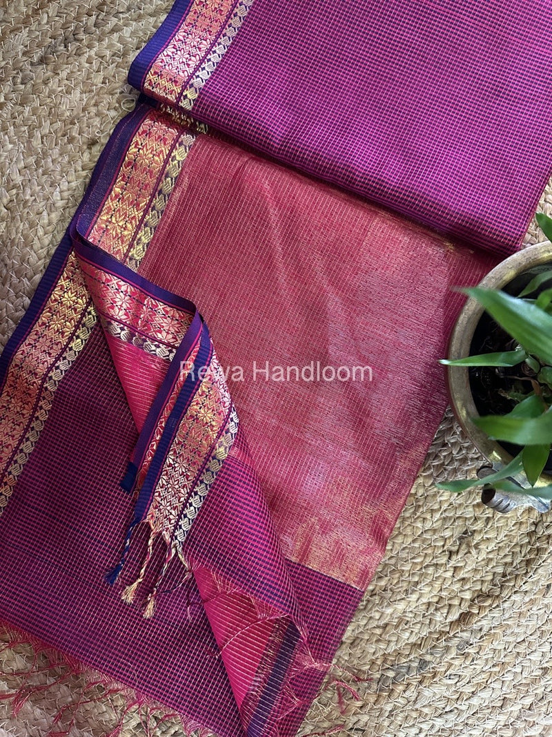Maheshwari Magenta Tissue Silk Saree TCB0055