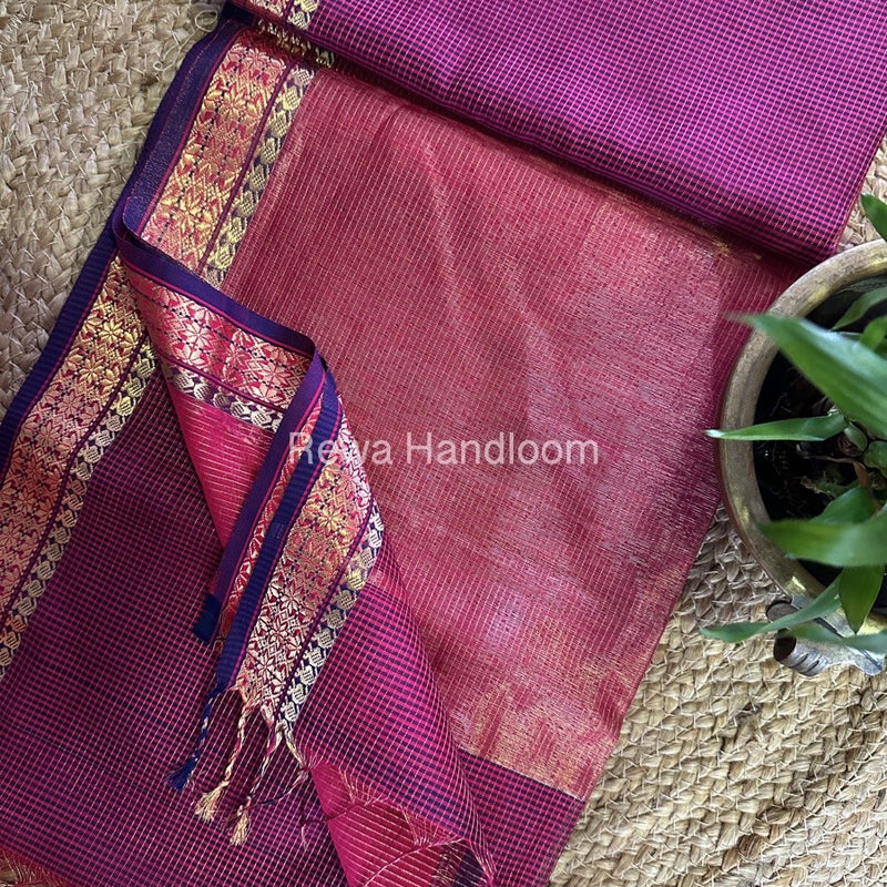 Maheshwari Magenta Tissue Silk Saree TCB0055