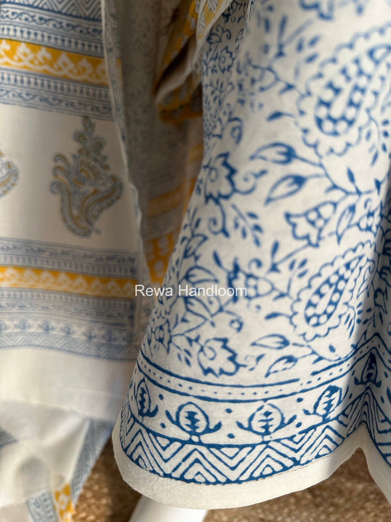 Yellow-White Indigo Bagh Print Suit BCI089