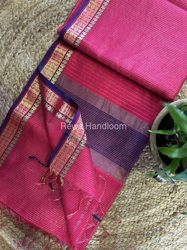 Maheshwari Rani Pink Tissue Silk Saree TCB0053