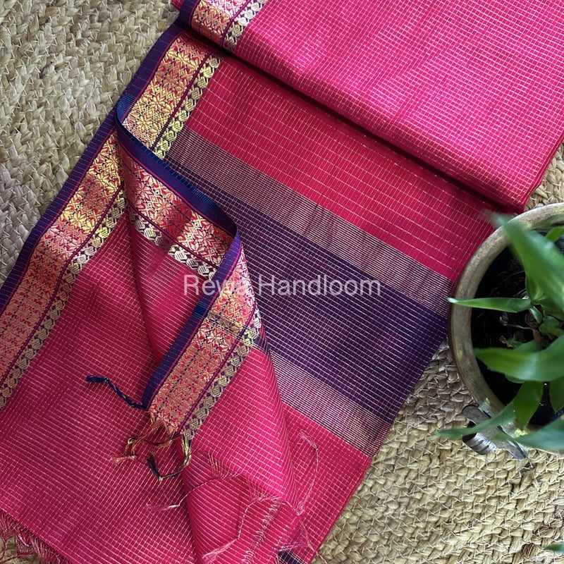 Maheshwari Rani Pink Tissue Silk Saree TCB0053
