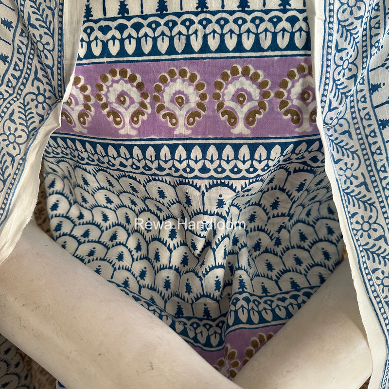 Lavender-White Indigo Bagh Print Suit BCI091