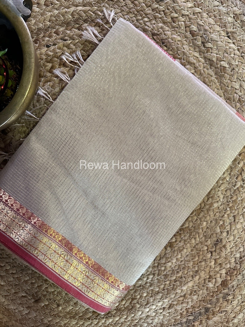 Maheshwari Off White Tissue Silk Saree TCB0054