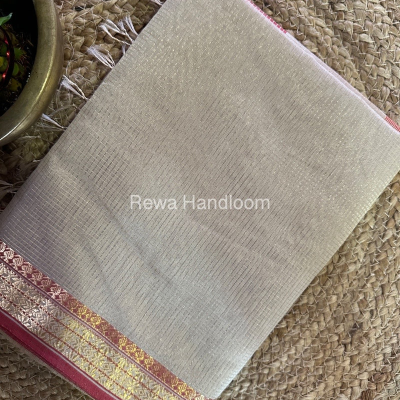 Maheshwari Off White Tissue Silk Saree TCB0054