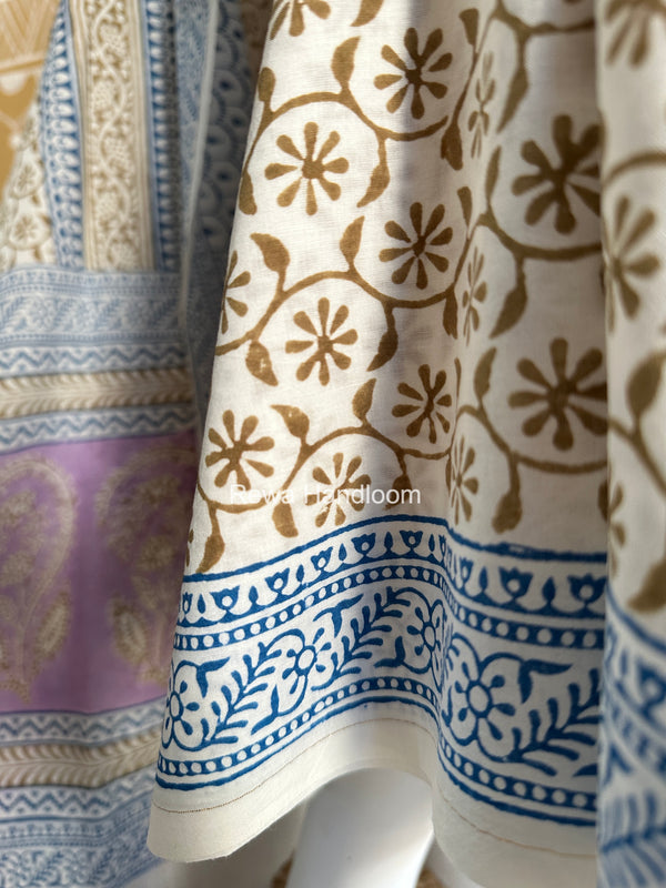 Lavender-White Indigo Bagh Print Suit BCI091