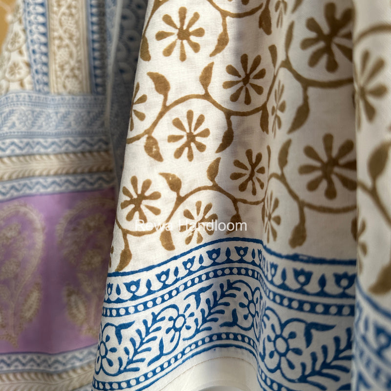 Lavender-White Indigo Bagh Print Suit BCI091