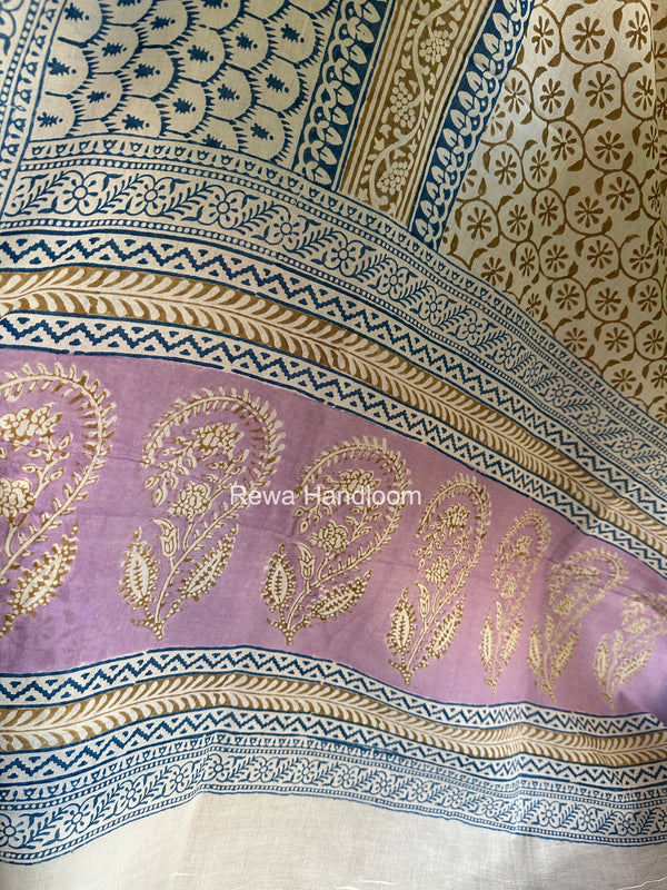 Lavender-White Indigo Bagh Print Suit BCI091