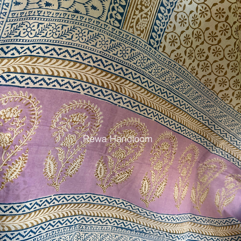 Lavender-White Indigo Bagh Print Suit BCI091