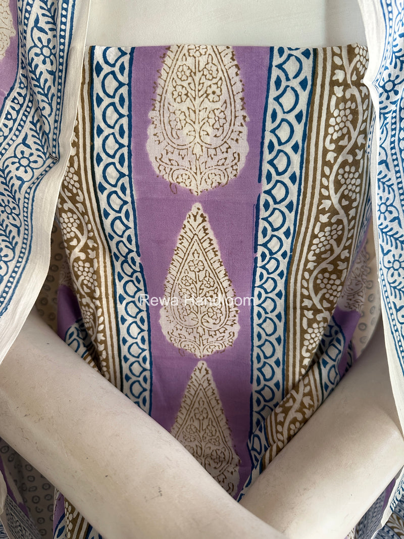 Lavender-White Indigo Bagh Print Suit BCI088