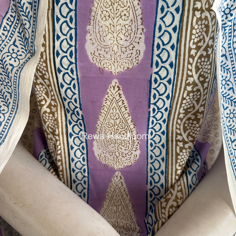 Lavender-White Indigo Bagh Print Suit BCI088