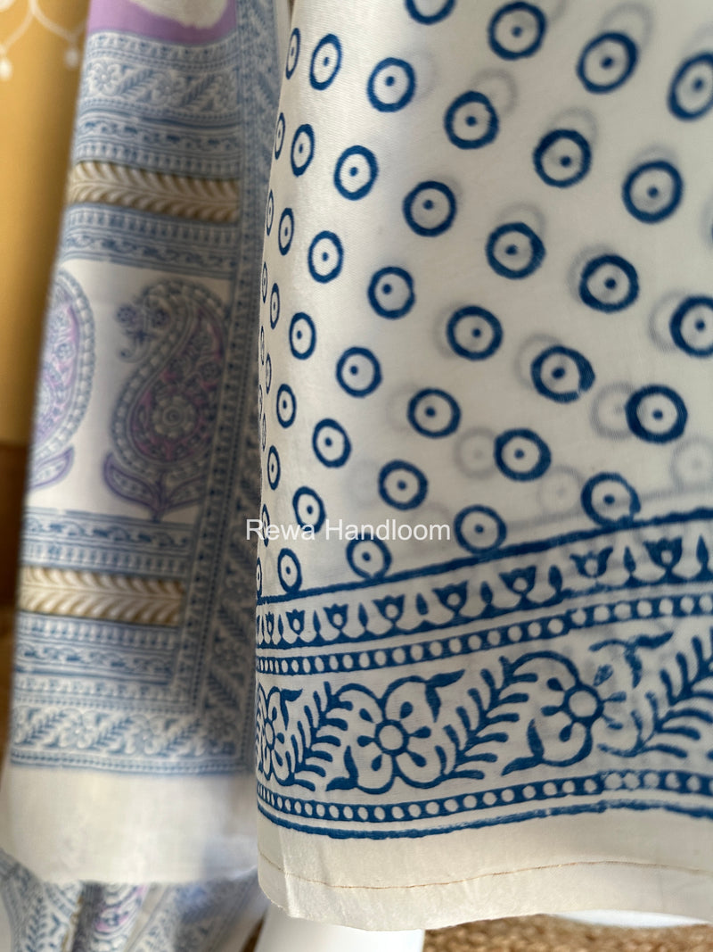 Lavender-White Indigo Bagh Print Suit BCI088