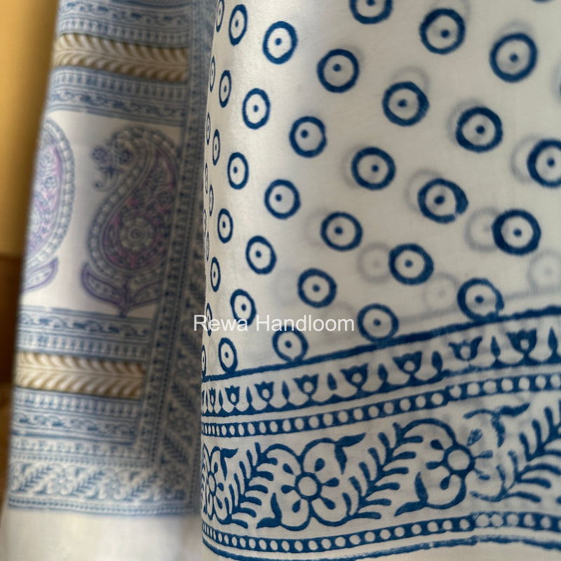 Lavender-White Indigo Bagh Print Suit BCI088