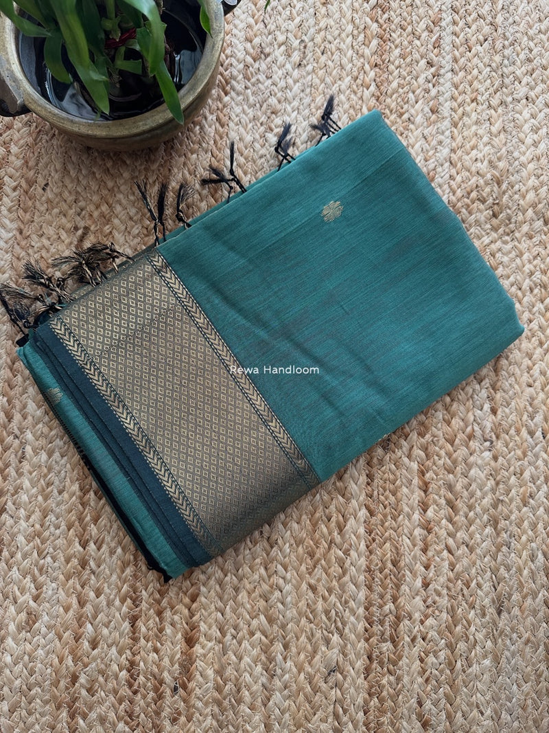 Maheshwari Aqua Green Lotus Butta Saree LBS049