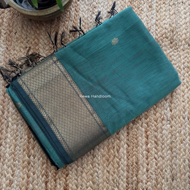 Maheshwari Aqua Green Lotus Butta Saree LBS049