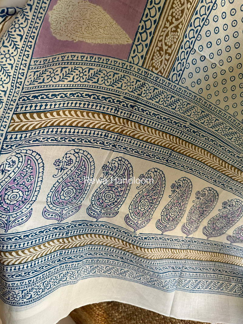 Lavender-White Indigo Bagh Print Suit BCI088