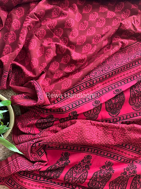 Rani Pink Bagh Print Cotton Saree NCBP103