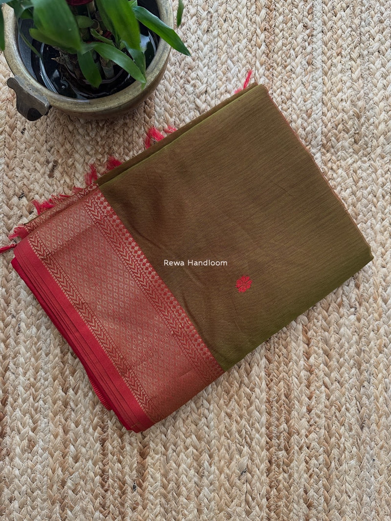 Maheshwari Mehendi Green Lotus Butta Saree LBS046