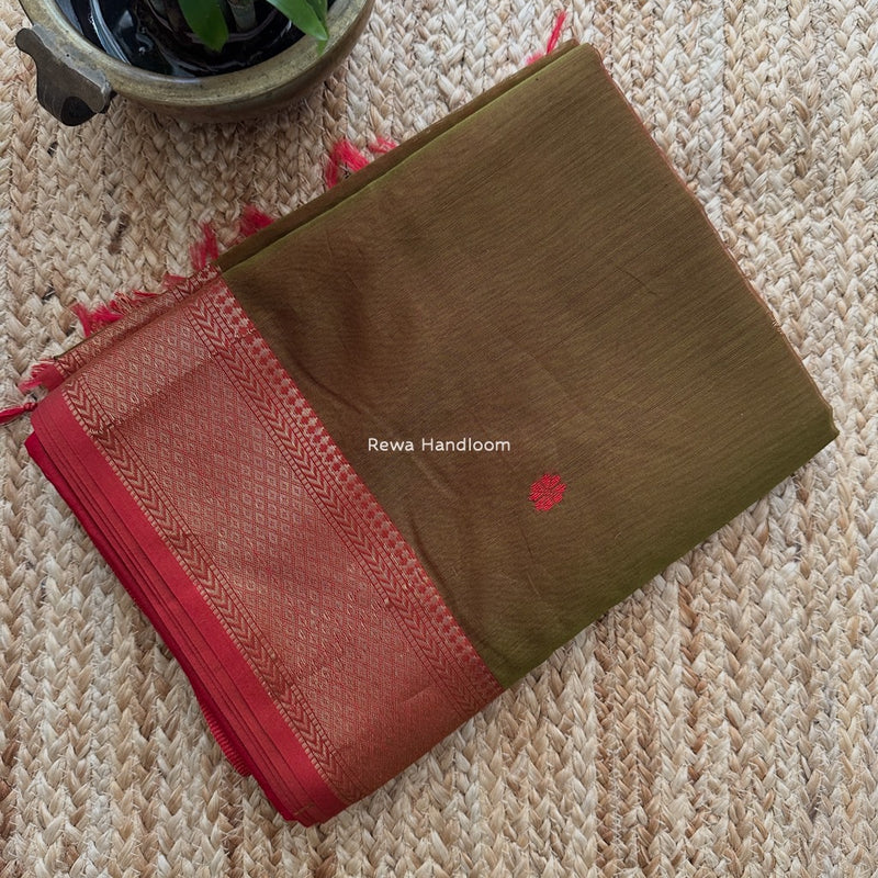 Maheshwari Mehendi Green Lotus Butta Saree LBS046