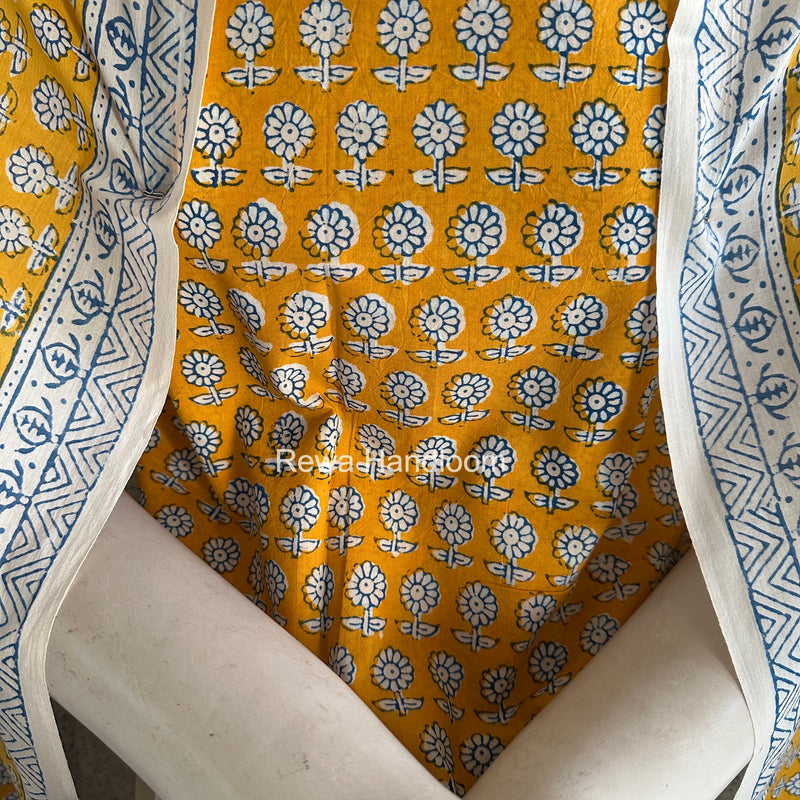 Yellow-White Indigo Bagh Print Suit BCI086