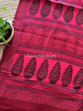 Rani Pink Bagh Print Cotton Saree NCBP103