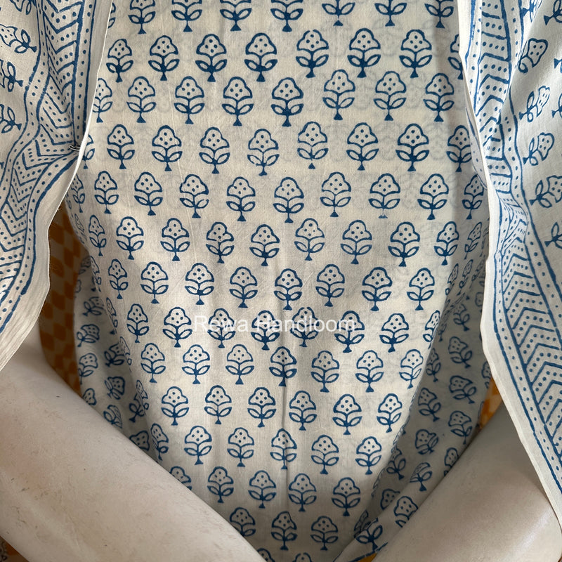 White-Yellow Indigo Bagh Print Suit BCI092