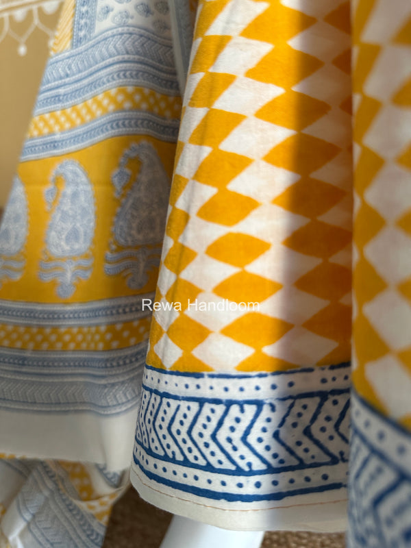 White-Yellow Indigo Bagh Print Suit BCI092
