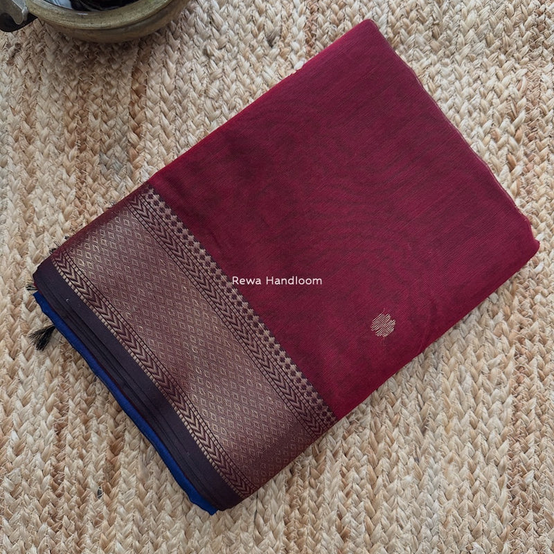 Maheshwari Maroon Lotus Butta Saree LBS050