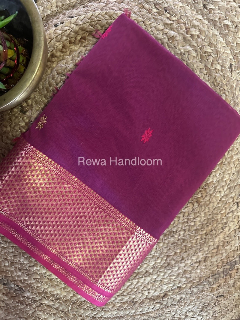 Magenta Zari Butti Maheshwari Saree JBS064