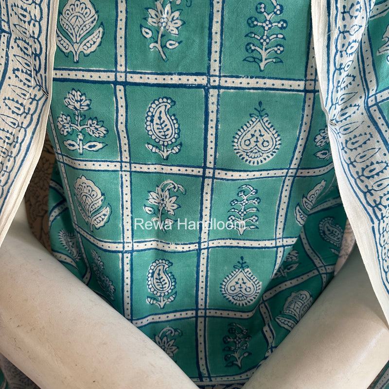 Aqua Green-Blue Indigo Bagh Print Suit BCI096