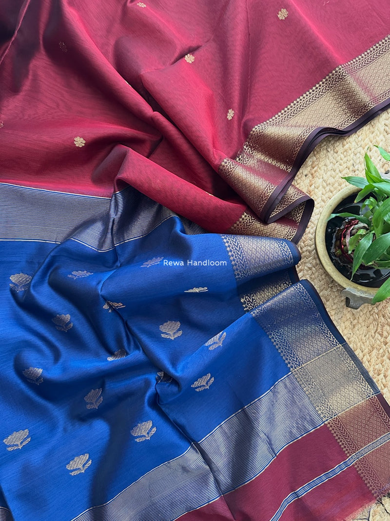 Maheshwari Maroon Lotus Butta Saree LBS050