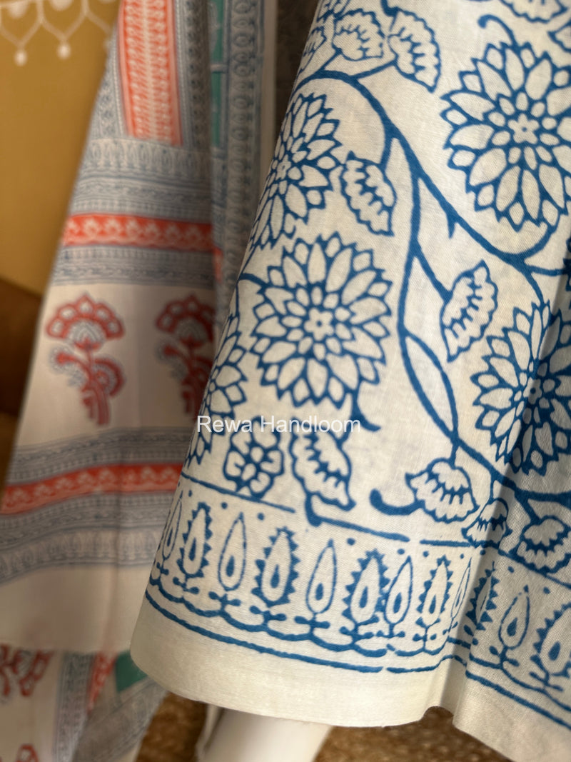 Aqua Green-Blue Indigo Bagh Print Suit BCI096