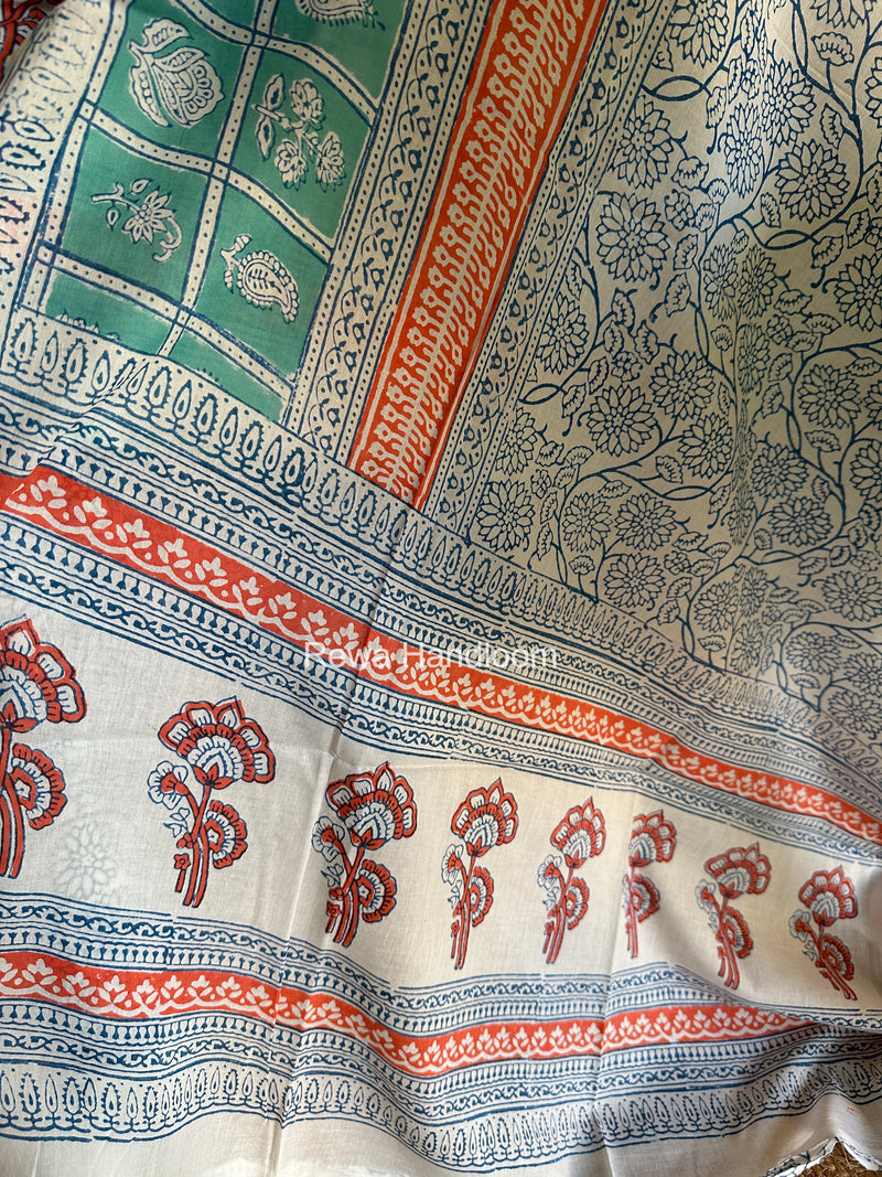 Aqua Green-Blue Indigo Bagh Print Suit BCI096