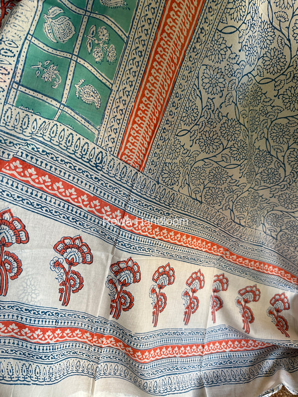 Aqua Green-Blue Indigo Bagh Print Suit BCI096