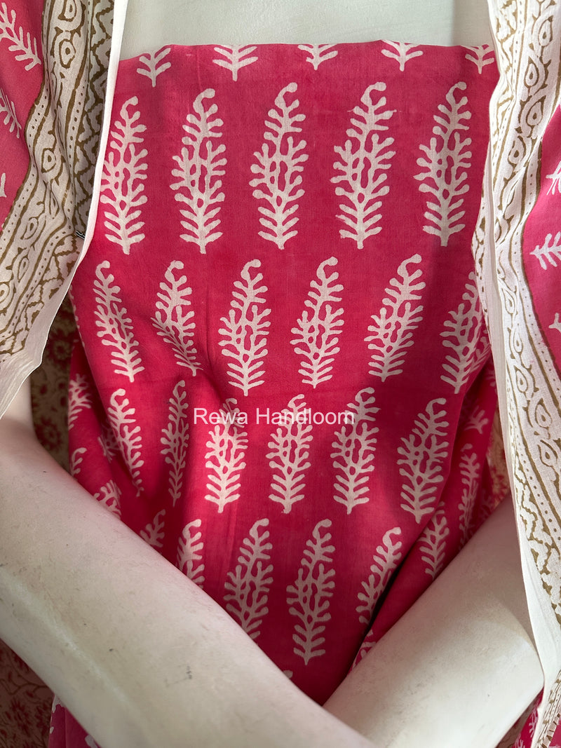 Pink-White Indigo Bagh Print Suit BCI087