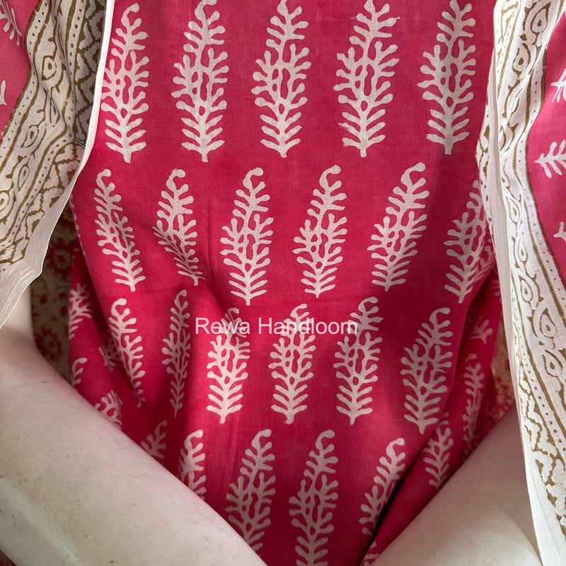 Pink-White Indigo Bagh Print Suit BCI087