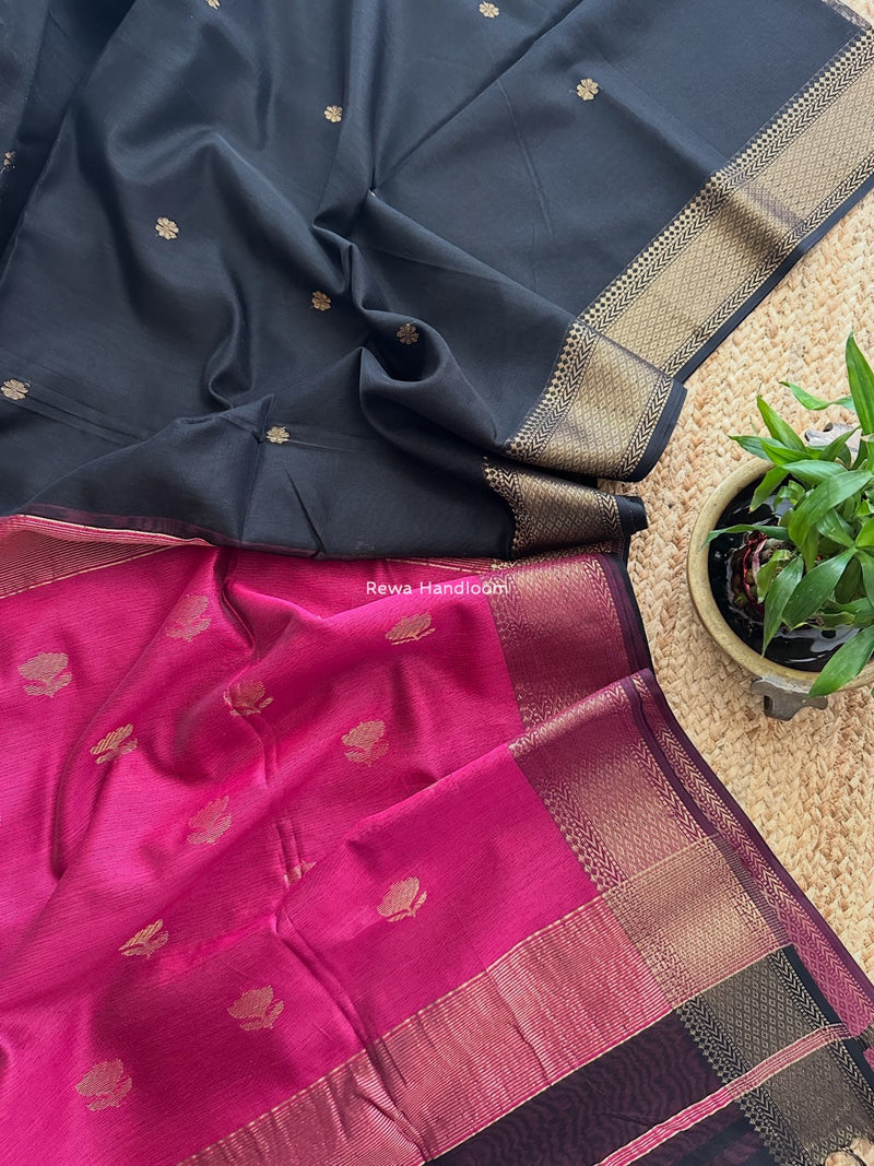 Maheshwari Black Lotus Butta Saree LBS052