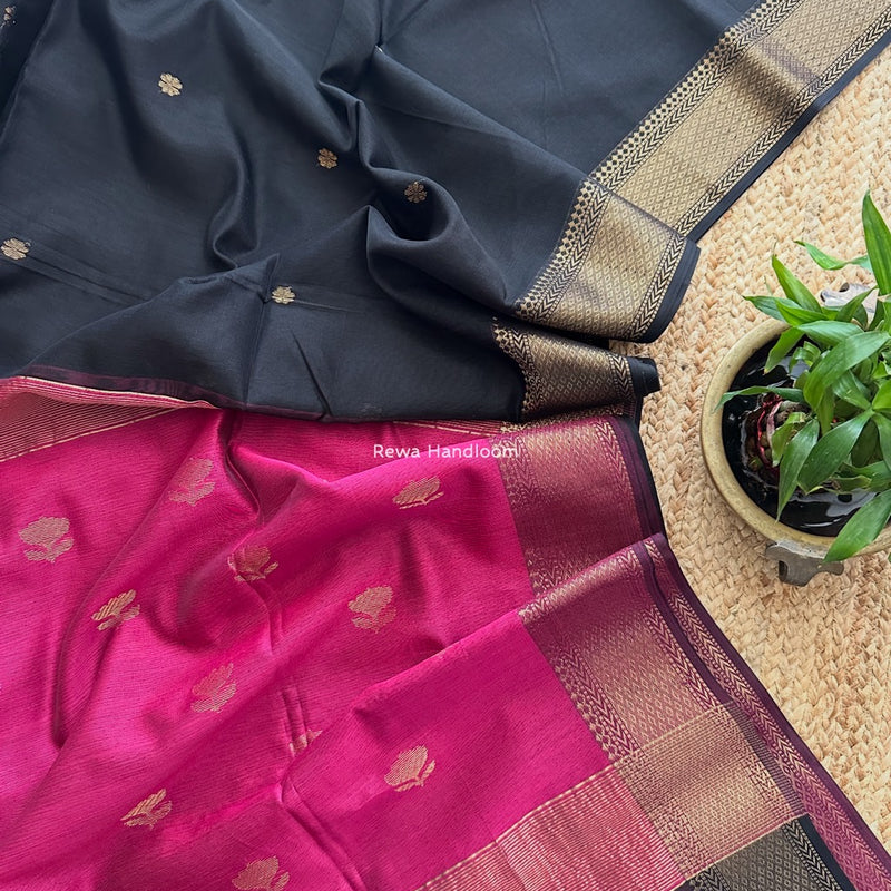 Maheshwari Black Lotus Butta Saree LBS052