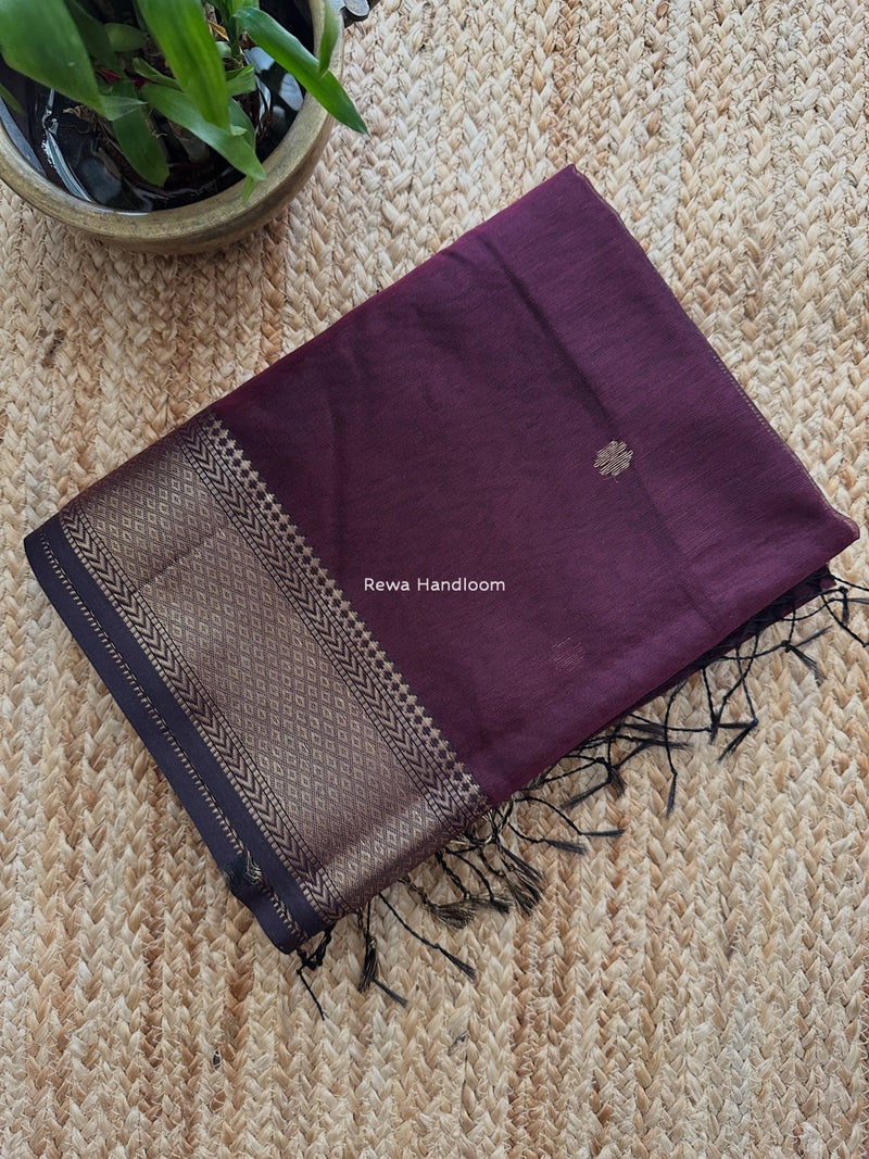 Maheshwari Wine Lotus Butta Saree LBS053