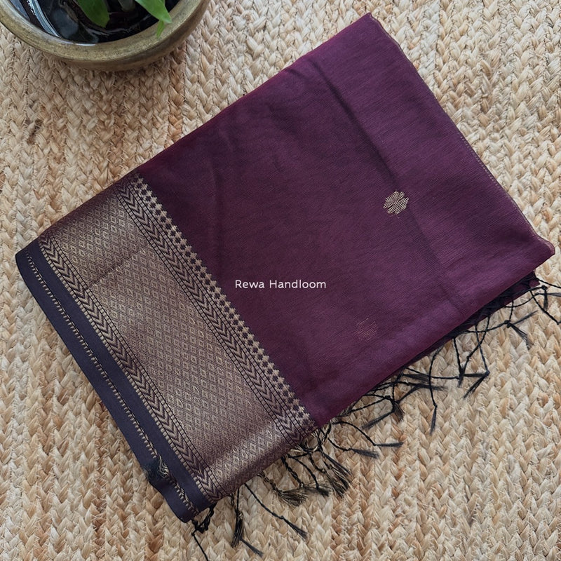 Maheshwari Wine Lotus Butta Saree LBS053
